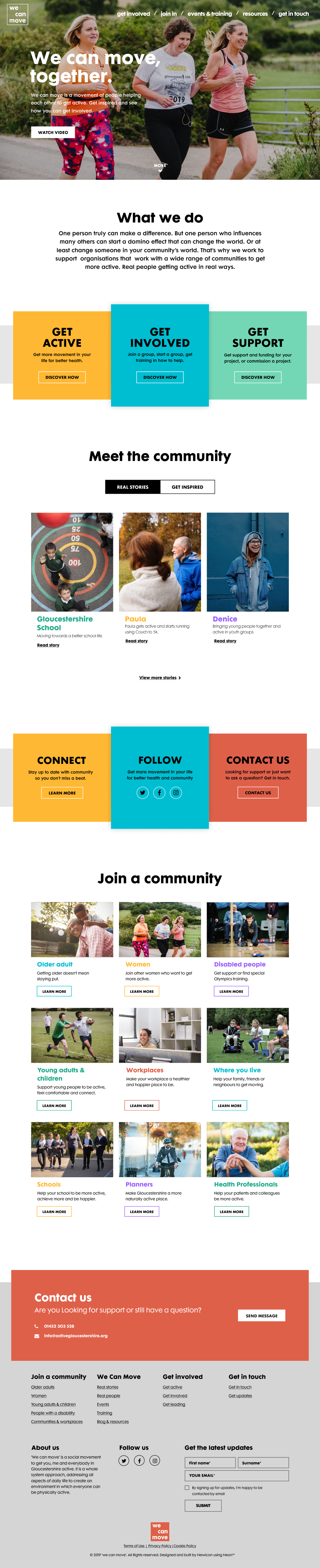The We Can Move homepage, full page